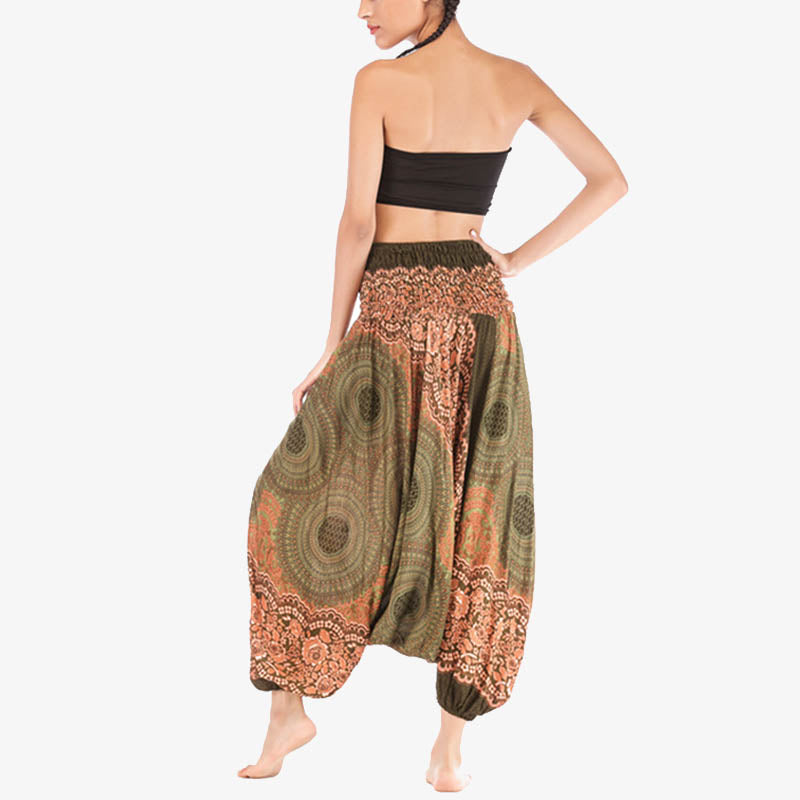 Pantaloni harem larghi con motivo geometrico rotondo Buddha Stones, due stili, tuta, pantaloni da yoga da donna a vita alta - image 38