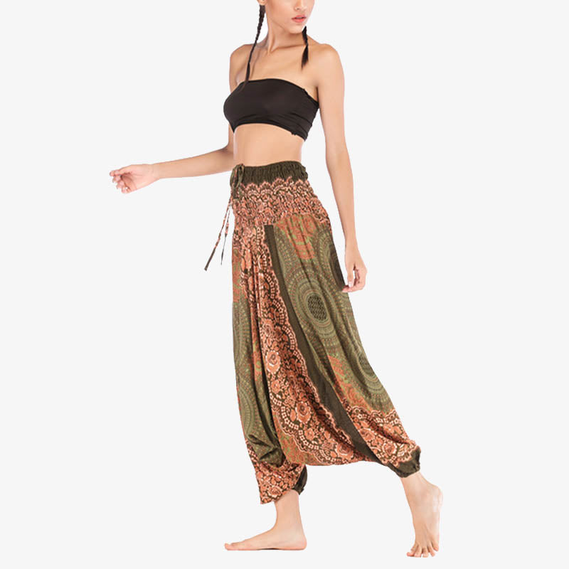 Pantaloni harem larghi con motivo geometrico rotondo Buddha Stones, due stili, tuta, pantaloni da yoga da donna a vita alta - image 42