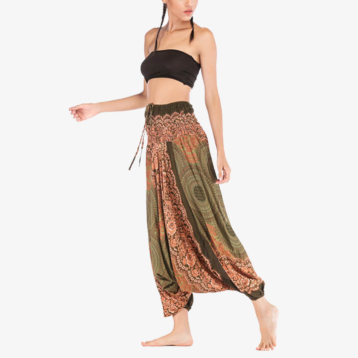 Pantaloni harem larghi con motivo geometrico rotondo Buddha Stones, due stili, tuta, pantaloni da yoga da donna a vita alta - image 42
