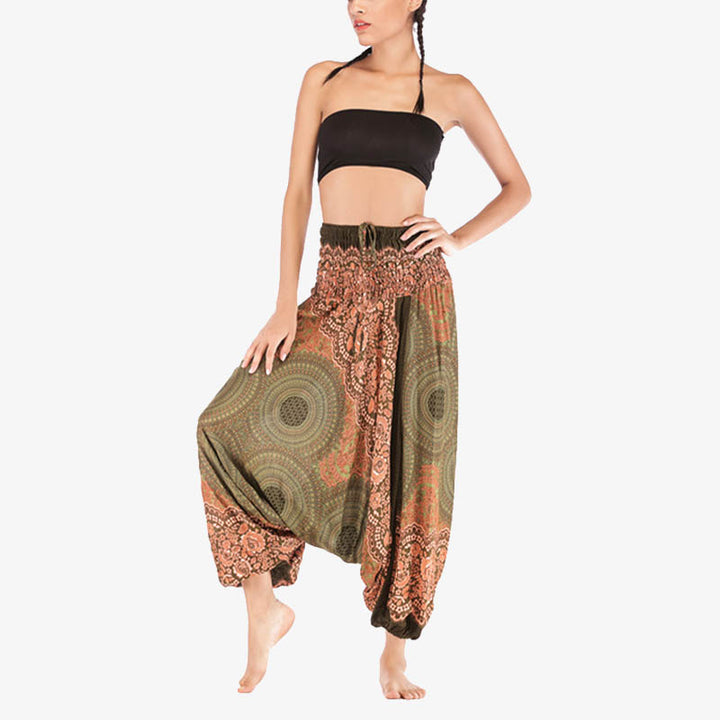 Pantaloni harem larghi con motivo geometrico rotondo Buddha Stones, due stili, tuta, pantaloni da yoga da donna a vita alta - image 40