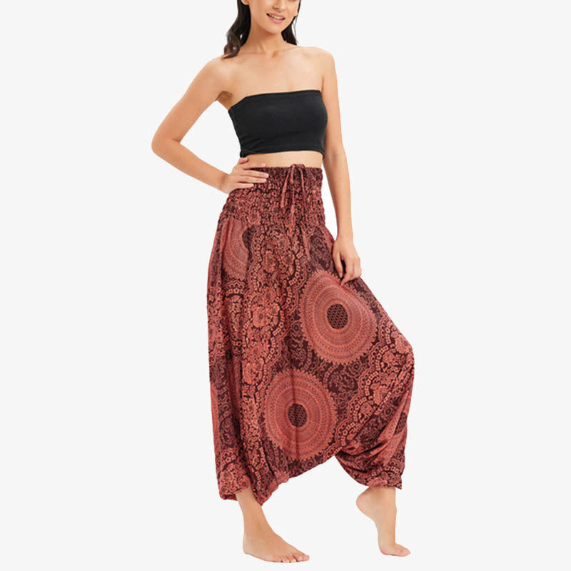 Pantaloni Buddha Stones casual larghi geometrici rotondi da indossare in due stili, pantaloni da yoga da donna - Arancione Rosso - US2-12， UK/AU6-16，EU34-44 (F) - image 9