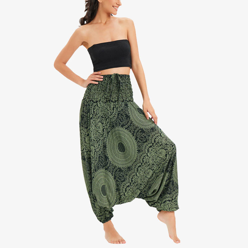Pantaloni Buddha Stones casual larghi geometrici rotondi da indossare in due stili, pantaloni da yoga da donna - Verde - US2-12， UK/AU6-16，EU34-44 (F) - image 23