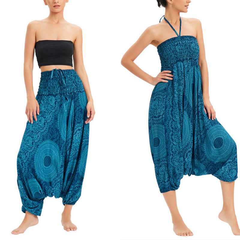 Pantaloni Buddha Stones casual larghi geometrici rotondi da indossare in due stili, pantaloni da yoga da donna - Azzurro Chiaro - US2-12, UK/AU6-16, EU34-44 (F) - image 0