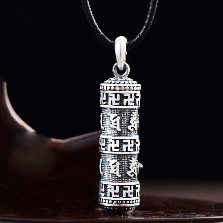 Ciondolo con collana Buddha Stones tibetano Om Mani Padme Hum Buddha svastica fortuna