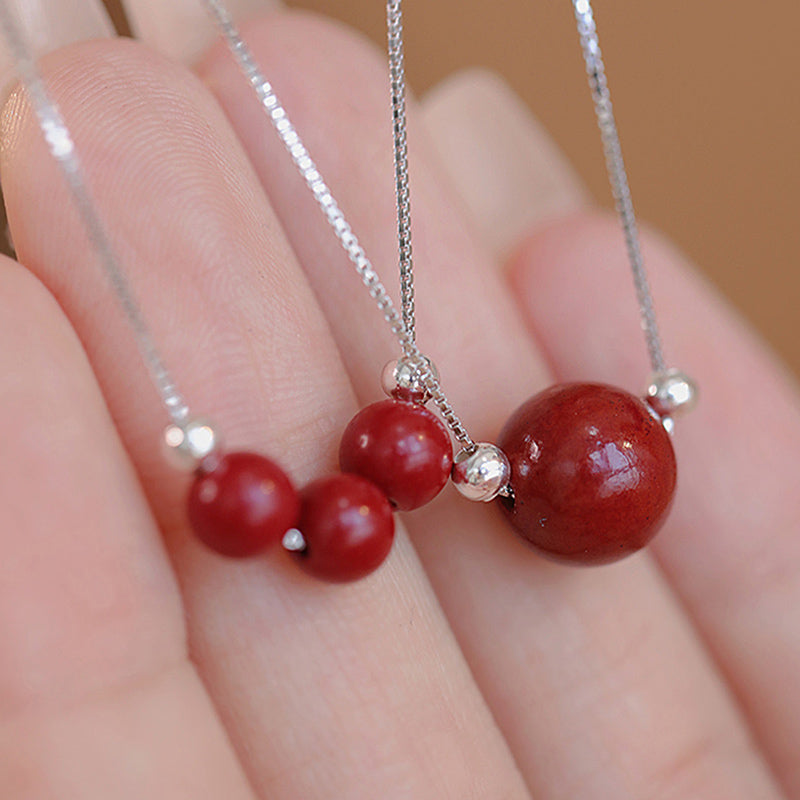 Collana con ciondolo di benedizione calma in argento sterling 925 con perline di cinabro Buddha Stones - image 7