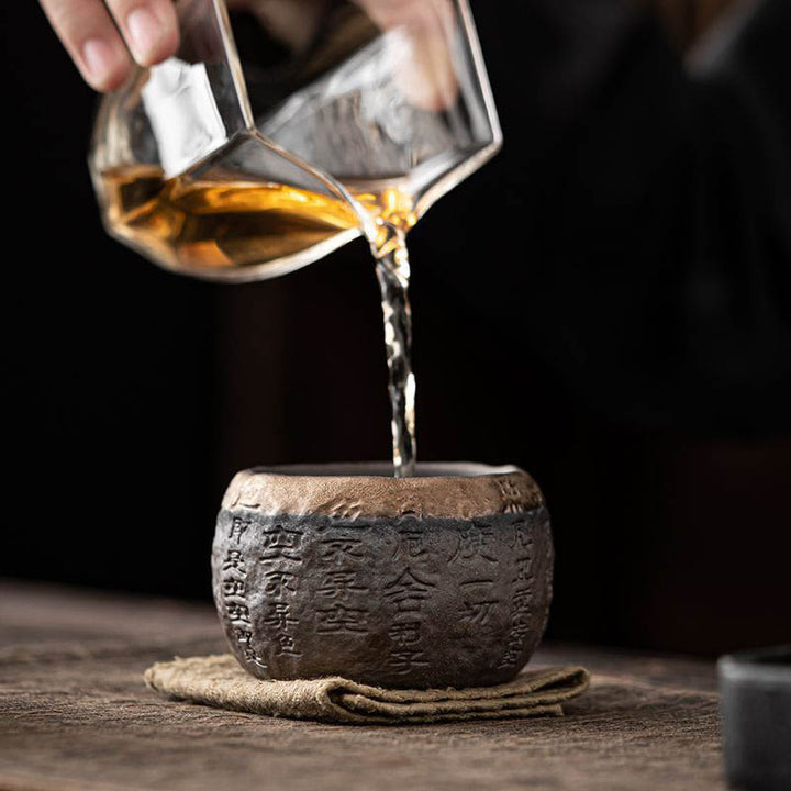 Tazza da tè in ceramica incisa Buddha Stones Heart Sutra Kung Fu Tea Cup 130ml