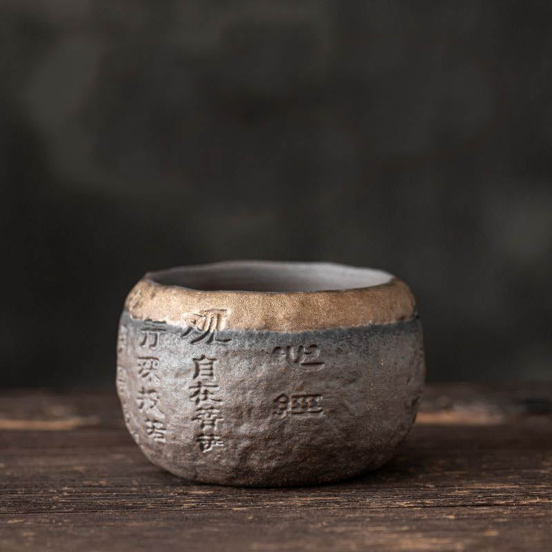 Tazza da tè in ceramica incisa Buddha Stones Heart Sutra Kung Fu Tea Cup 130ml