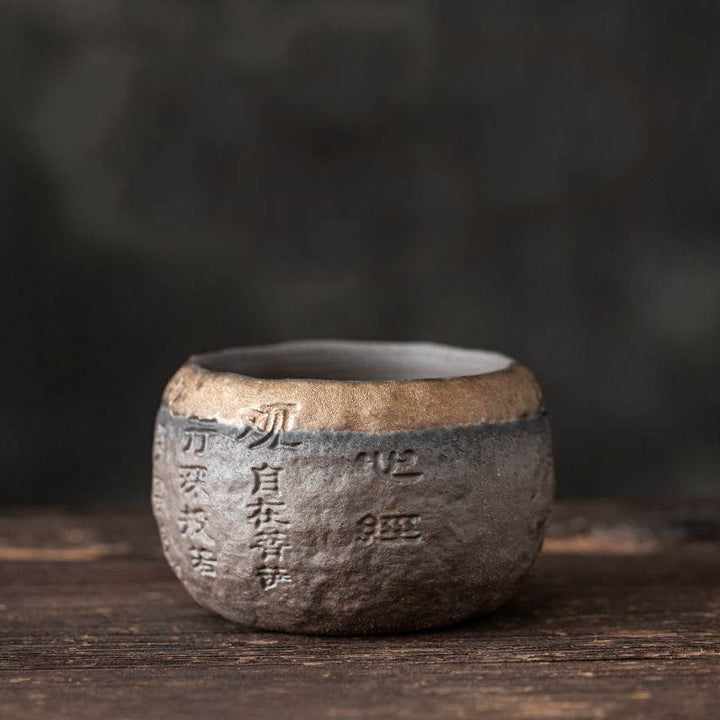 Tazza da tè in ceramica incisa Buddha Stones Heart Sutra Kung Fu Tea Cup 130ml