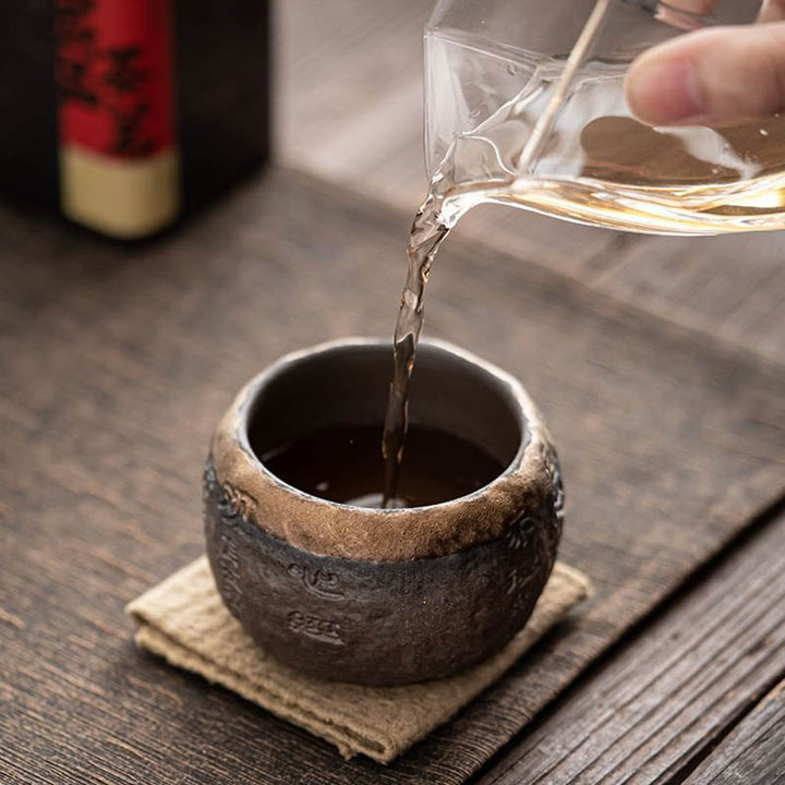 Tazza da tè in ceramica incisa Buddha Stones Heart Sutra Kung Fu Tea Cup 130ml