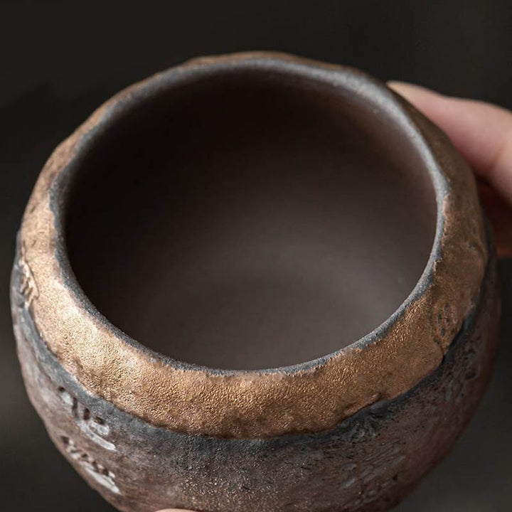 Tazza da tè in ceramica incisa Buddha Stones Heart Sutra Kung Fu Tea Cup 130ml