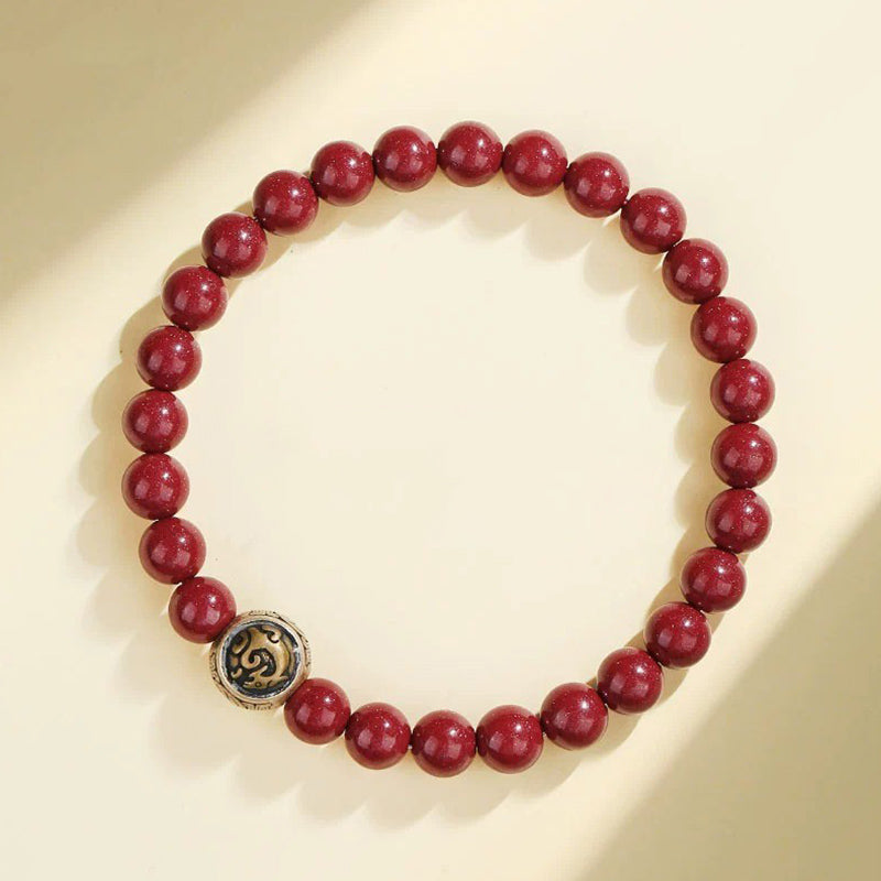 Bracciale Buddha Stones 925 Sterling Silver Cinnabar naturale Quattro Bestie Benedizione