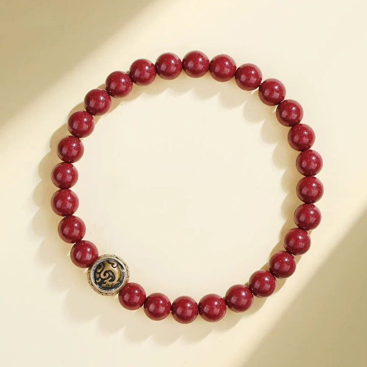 Bracciale Buddha Stones 925 Sterling Silver Cinnabar naturale Quattro Bestie Benedizione