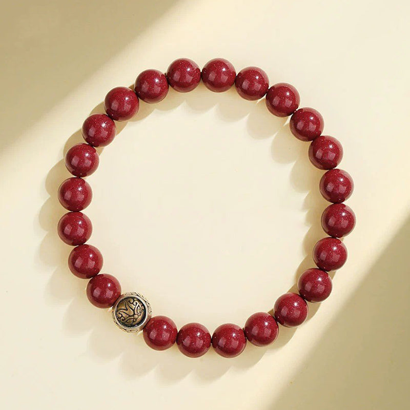 Bracciale Buddha Stones 925 Sterling Silver Cinnabar naturale Quattro Bestie Benedizione
