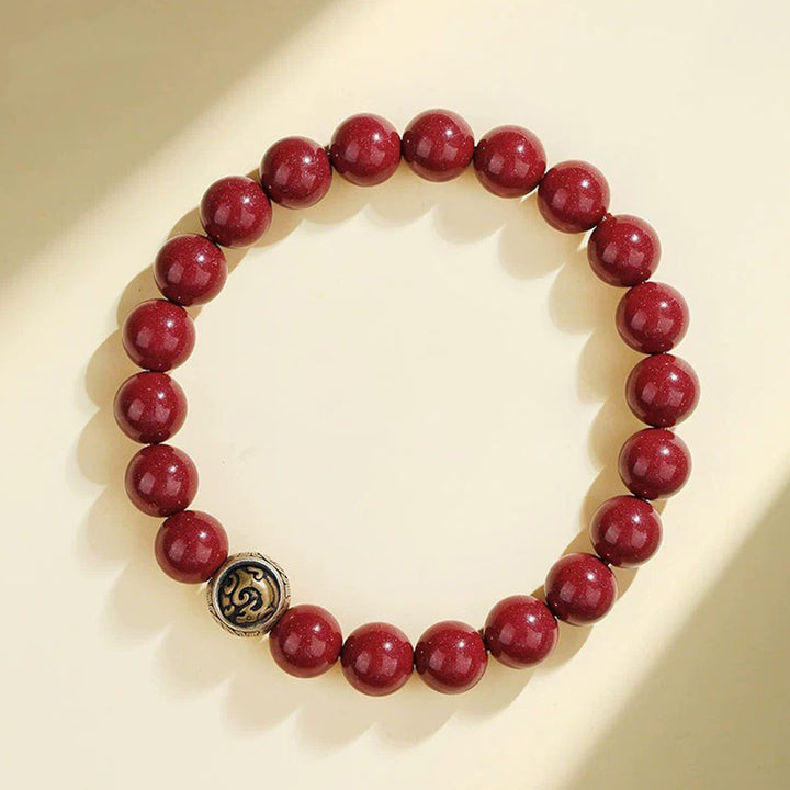 Bracciale Buddha Stones 925 Sterling Silver Cinnabar naturale Quattro Bestie Benedizione