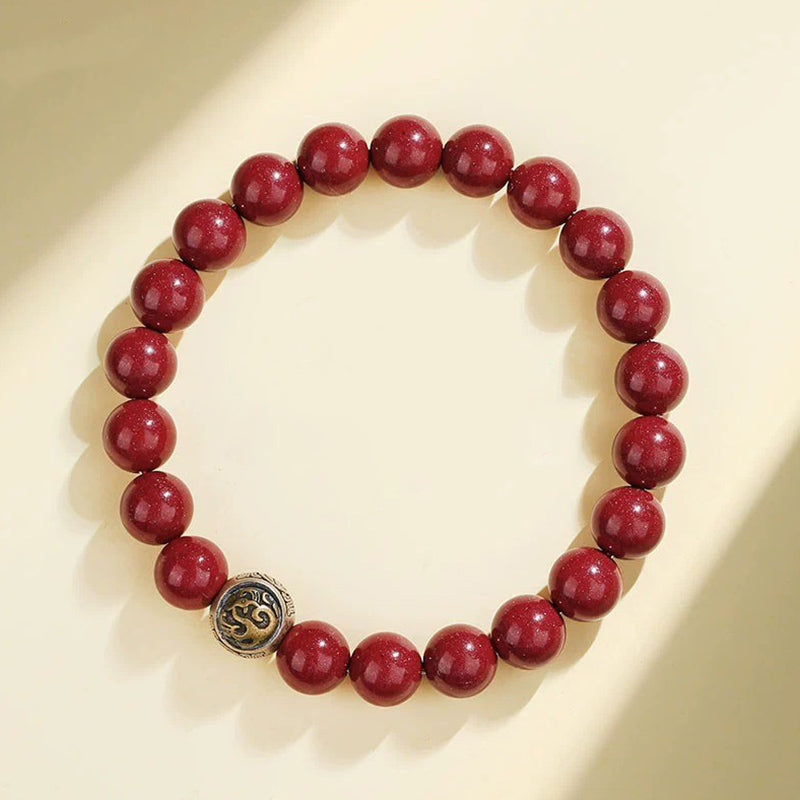 Bracciale Buddha Stones 925 Sterling Silver Cinnabar naturale Quattro Bestie Benedizione - 8 millimetri - Uccello vermiglio (circonferenza del polso 14-16 cm) - image 8