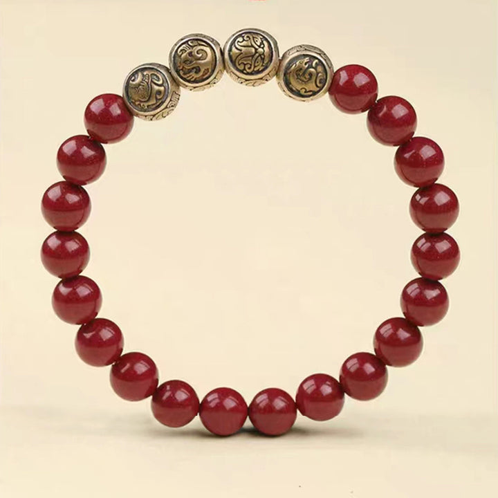 Bracciale Buddha Stones 925 Sterling Silver Cinnabar naturale Quattro Bestie Benedizione - image 13