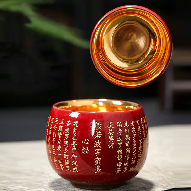 Buddha Stones Sutra del cuore Mantra della grande compassione Tazza da tè in ceramica incisa Tazza da tè Kung Fu