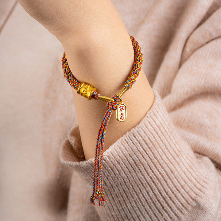 Bracciale intrecciato con ciondolo di buon auspicio tibetano multicolore fatto a mano Om Mani Padme Hum Ruyi Buddha Stones