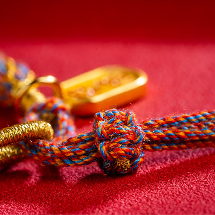 Bracciale intrecciato con ciondolo di buon auspicio tibetano multicolore fatto a mano Om Mani Padme Hum Ruyi Buddha Stones