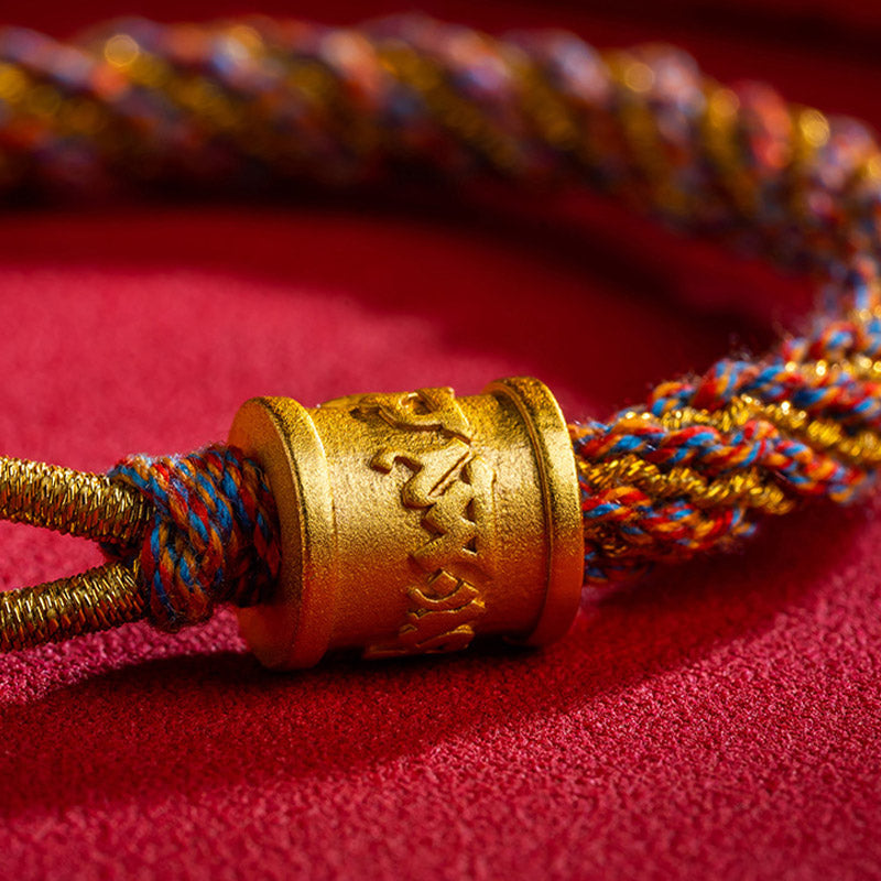 Bracciale intrecciato con ciondolo di buon auspicio tibetano multicolore fatto a mano Om Mani Padme Hum Ruyi Buddha Stones