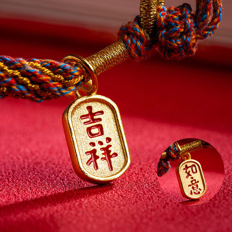 Bracciale intrecciato con ciondolo di buon auspicio tibetano multicolore fatto a mano Om Mani Padme Hum Ruyi Buddha Stones