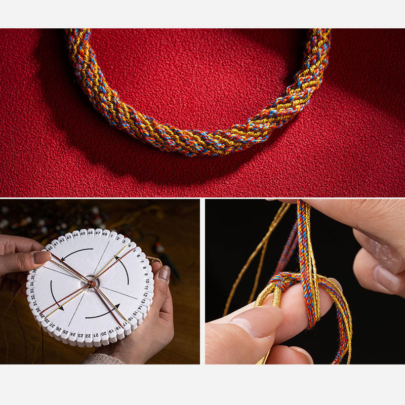 Bracciale intrecciato con ciondolo di buon auspicio tibetano multicolore fatto a mano Om Mani Padme Hum Ruyi Buddha Stones