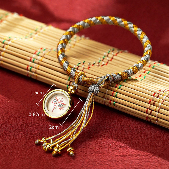 Braccialetto intrecciato con corda e fortuna in scaglie di drago, fatto a mano in tibetano con cinque divinità della ricchezza , Buddha Stones