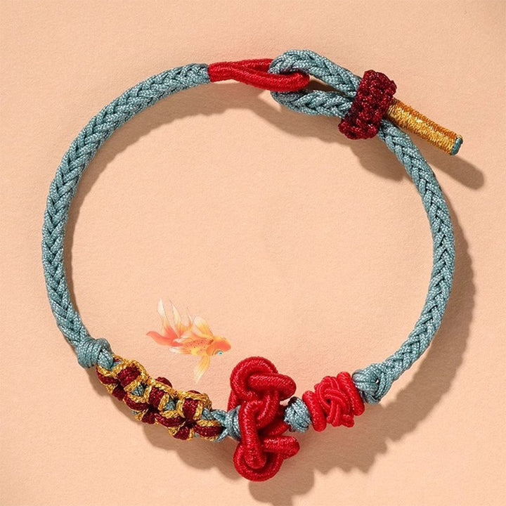 Braccialetto in corda intrecciata con nodo Wenchang fatto a mano Buddha Stones e forza fortunata