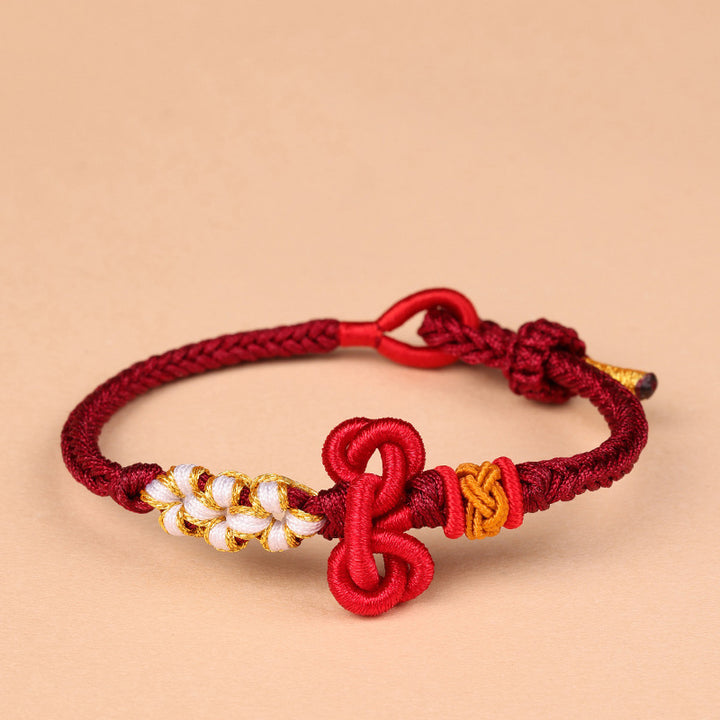 Braccialetto in corda intrecciata con nodo Wenchang fatto a mano Buddha Stones e forza fortunata