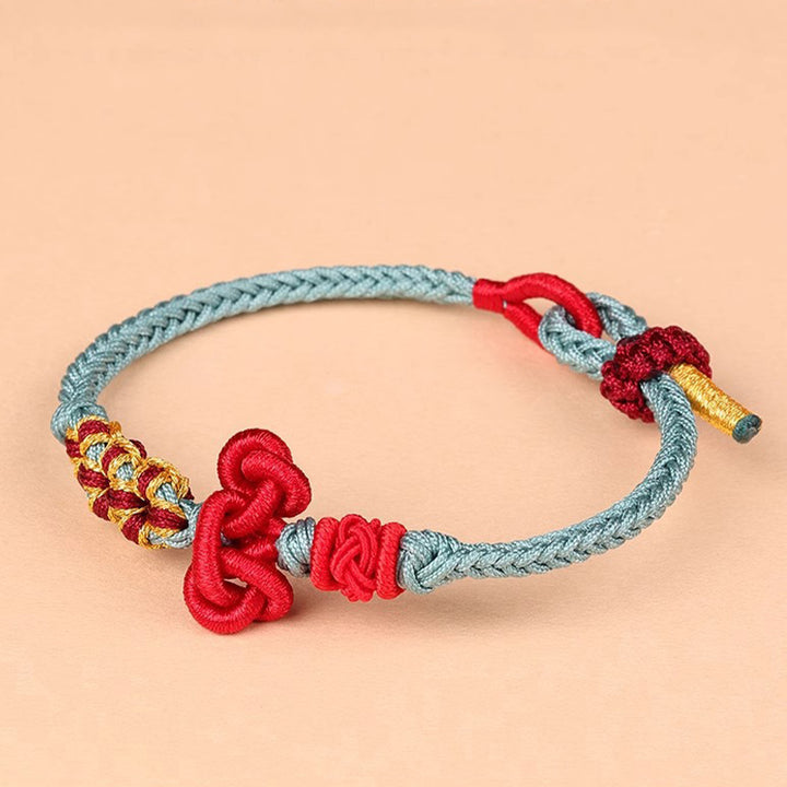 Braccialetto in corda intrecciata con nodo Wenchang fatto a mano Buddha Stones e forza fortunata