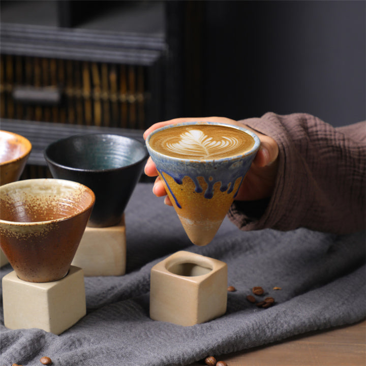 Tazza da caffè in ceramica vintage con gradiente Buddha Stones , tazza da caffè espresso e caffellatte con base da 200 ml