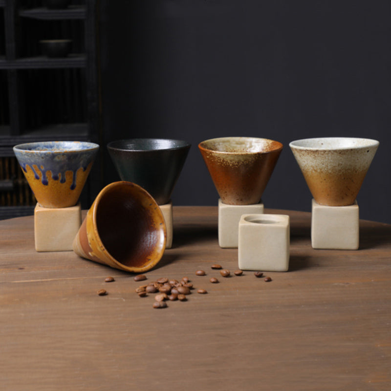 Tazza da caffè in ceramica vintage con gradiente Buddha Stones , tazza da caffè espresso e caffellatte con base da 200 ml