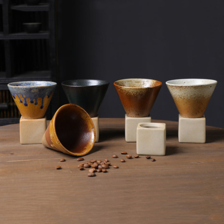 Tazza da caffè in ceramica vintage con gradiente Buddha Stones , tazza da caffè espresso e caffellatte con base da 200 ml