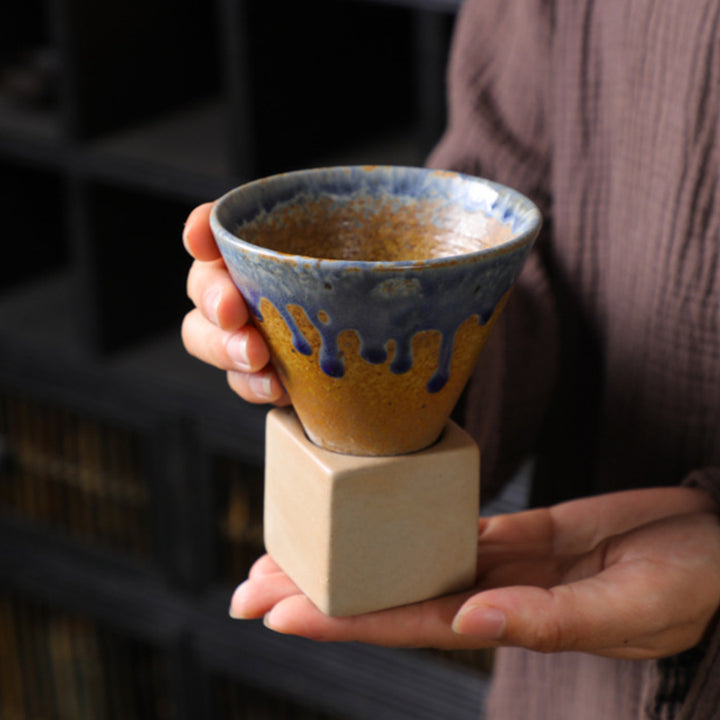 Tazza da caffè in ceramica vintage con gradiente Buddha Stones , tazza da caffè espresso e caffellatte con base da 200 ml