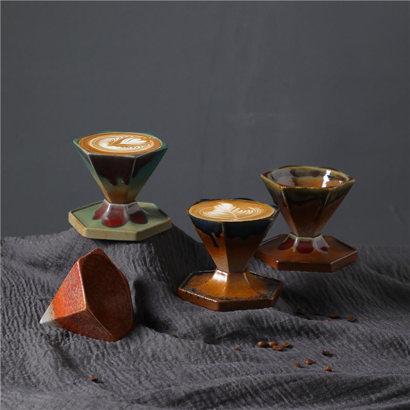 Tazza da caffè in ceramica con design esagonale Buddha Stones , tazza da caffè con base 170 ml