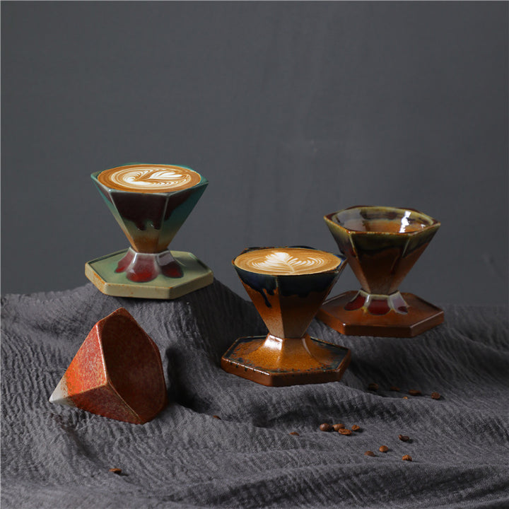 Tazza da caffè in ceramica con design esagonale Buddha Stones , tazza da caffè con base 170 ml