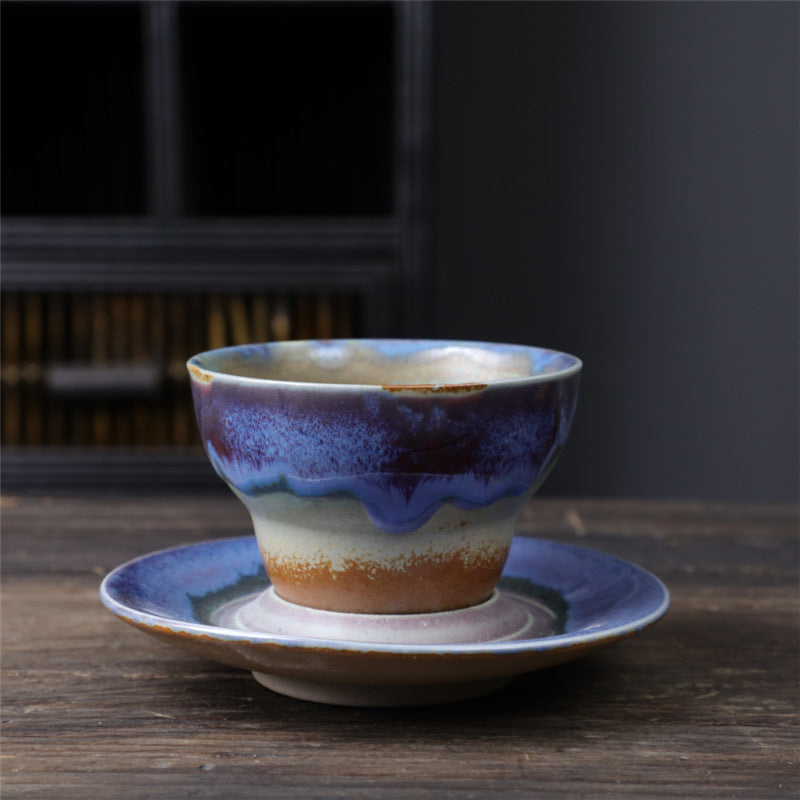 Tazza da caffè in ceramica con design del pianeta Buddha Stones , tazza da caffè in ceramica grezza con piattino