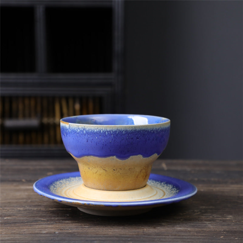 Tazza da caffè in ceramica con design del pianeta Buddha Stones , tazza da caffè in ceramica grezza con piattino