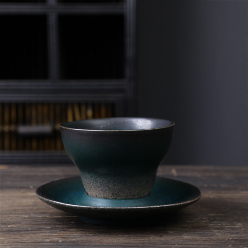 Tazza da caffè in ceramica con design del pianeta Buddha Stones , tazza da caffè in ceramica grezza con piattino