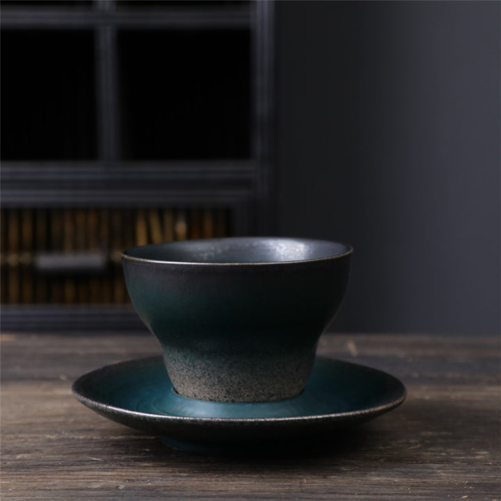 Tazza da caffè in ceramica con design del pianeta Buddha Stones , tazza da caffè in ceramica grezza con piattino