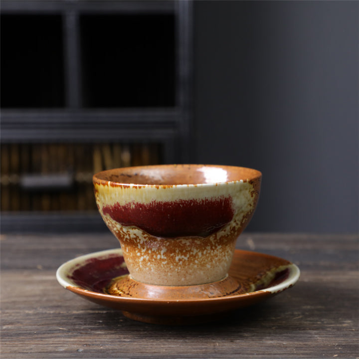 Tazza da caffè in ceramica con design del pianeta Buddha Stones , tazza da caffè in ceramica grezza con piattino