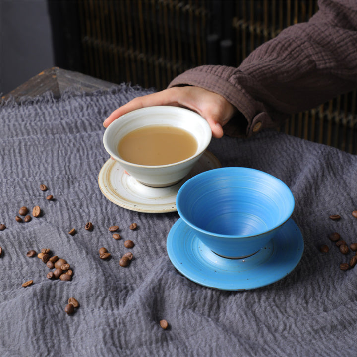 Tazza da caffè in ceramica con design del pianeta Buddha Stones , tazza da caffè in ceramica grezza con piattino