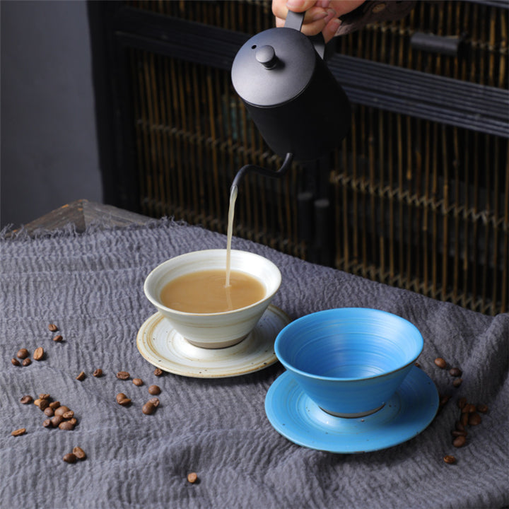 Tazza da caffè in ceramica con design del pianeta Buddha Stones , tazza da caffè in ceramica grezza con piattino