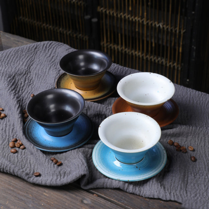 Tazza da caffè in ceramica con design del pianeta Buddha Stones , tazza da caffè in ceramica grezza con piattino