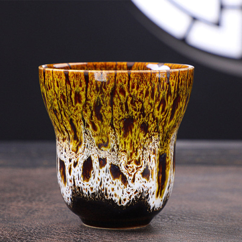 Buddha Stones Vintage Kiln Change Design Tazza da caffè in ceramica Tazza da tè 150ml - Giallo Bianco 7,5cm*7,5cm*150ml - image 10