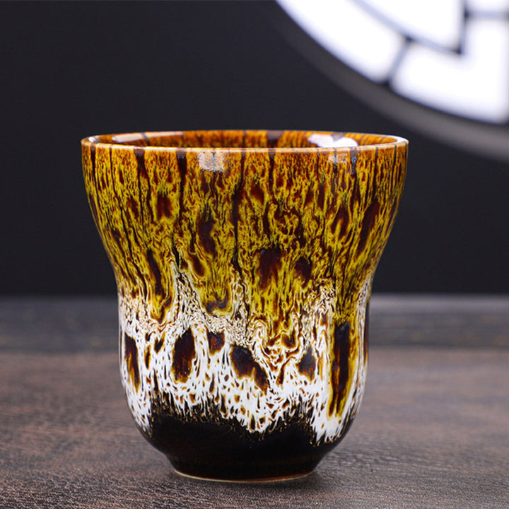 Buddha Stones Vintage Kiln Change Design Tazza da caffè in ceramica Tazza da tè 150ml - Giallo Bianco 7,5cm*7,5cm*150ml - image 10