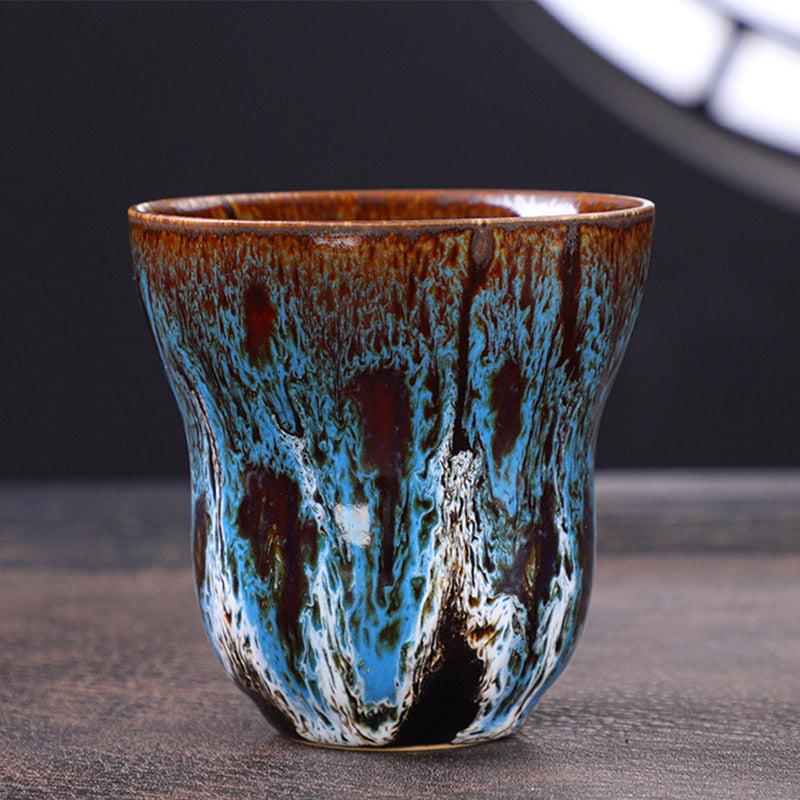 Buddha Stones Vintage Kiln Change Design Tazza da caffè in ceramica Tazza da tè 150ml - Blu Bianco 7,5cm*7,5cm*150ml - image 2