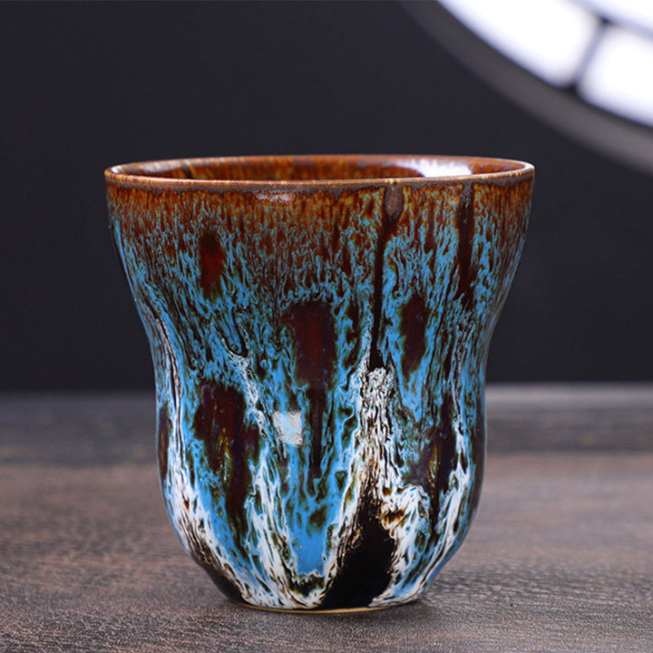 Buddha Stones Vintage Kiln Change Design Tazza da caffè in ceramica Tazza da tè 150ml - Blu Bianco 7,5cm*7,5cm*150ml - image 2