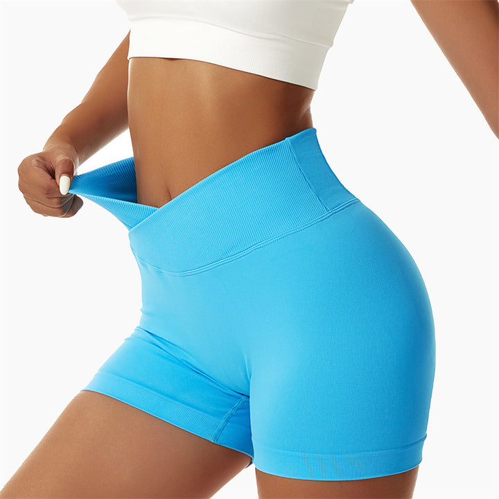 Pantaloncini sportivi da yoga a vita alta, senza cuciture, ad alta elasticità, da donna, Buddha Stones
