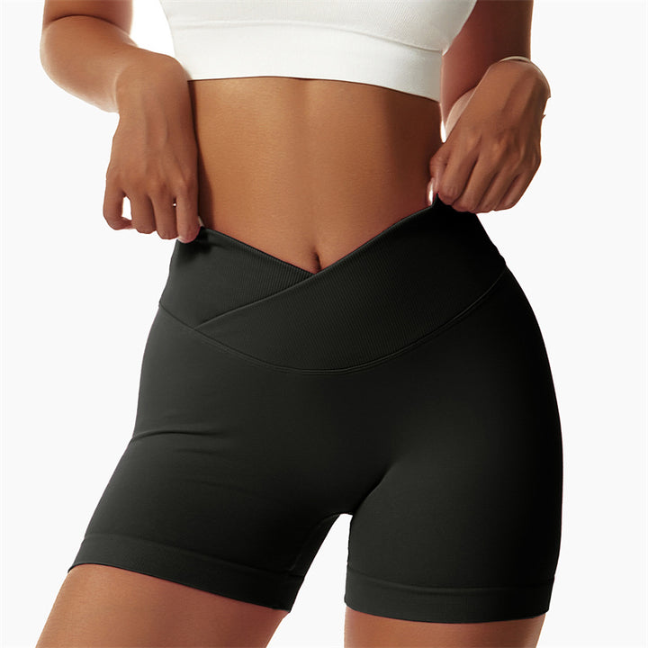 Pantaloncini sportivi da yoga a vita alta, senza cuciture, ad alta elasticità, da donna, Buddha Stones
